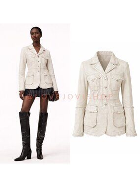 Avant Garde | Jackett Quiet Luxury Brand Distressed Leather Utility Jacket | M